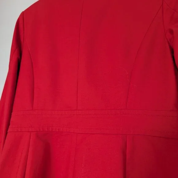 JACOB Long Red Trench Coat Button Up with Faux Pockets Women's Size M - Picture 4 of 13